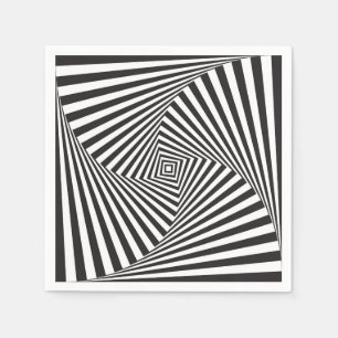 Optisk illusion för härlig svart vitspiral pappersservett