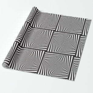 Optisk illusion för härlig svart vitspiral presentpapper