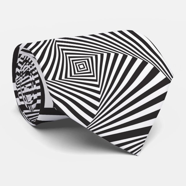 Optisk illusion för härlig svart vitspiral slips (Rullad)