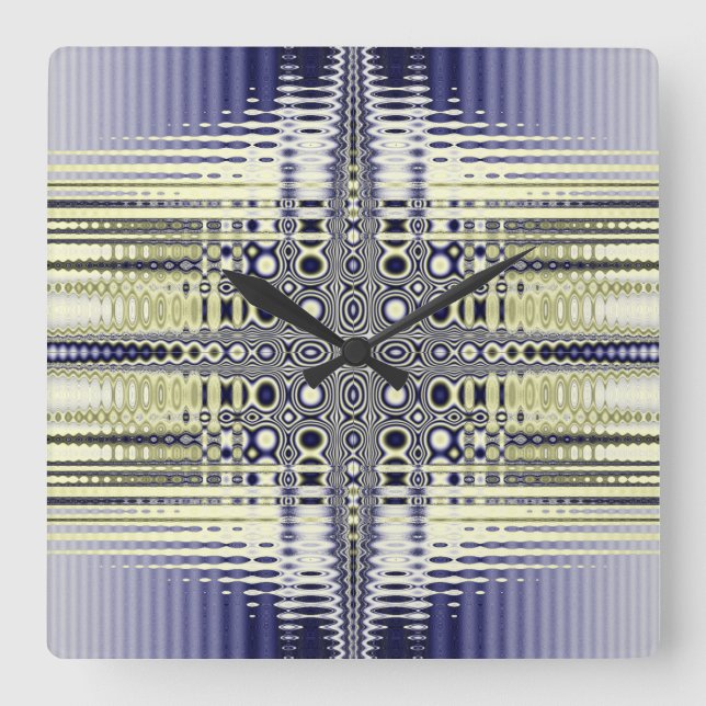 Optisk Illusion Fractal Fyrkantig Klocka (Framsida)