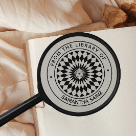 Optisk Illusion från Bibliotek i Bok Rubber S Självfärgande Stämpel