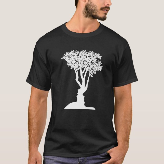 Optisk Illusion-funktion Novelty Träd eller Ansikt T Shirt (Framsida)