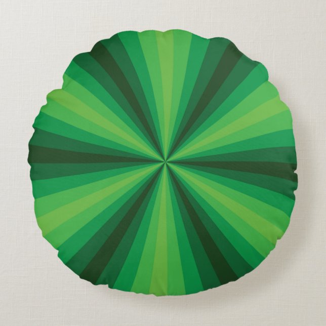 Optisk Illusion Grön Rund Kudd Kudde (Framsidan)