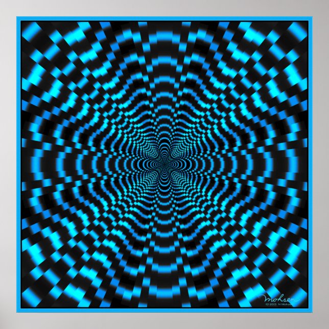 Optisk Illusion i Blue Time Tunnel Poster (Framsidan)