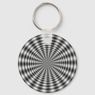 Optisk Illusion i svart och vit cirkel med stripe Nyckelring
