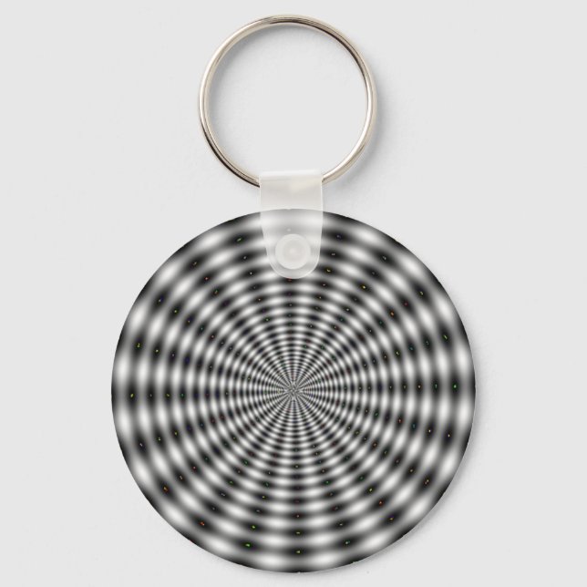 Optisk Illusion i svart och vit cirkel med stripe Nyckelring (Framsida)