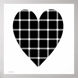 Optisk Illusion i svart och vitt hjärta Poster