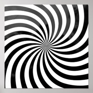 Optisk Illusion i svart och vitt Spiral Poster