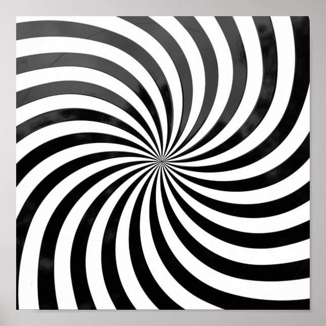 Optisk Illusion i svart och vitt Spiral Poster (Framsidan)