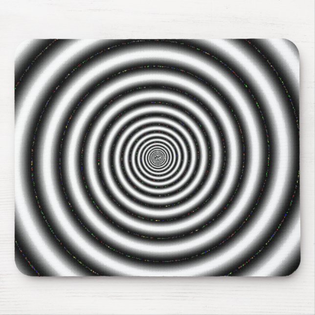 Optisk Illusion i Svartvitt Spiral Musmatta (Framsidan)