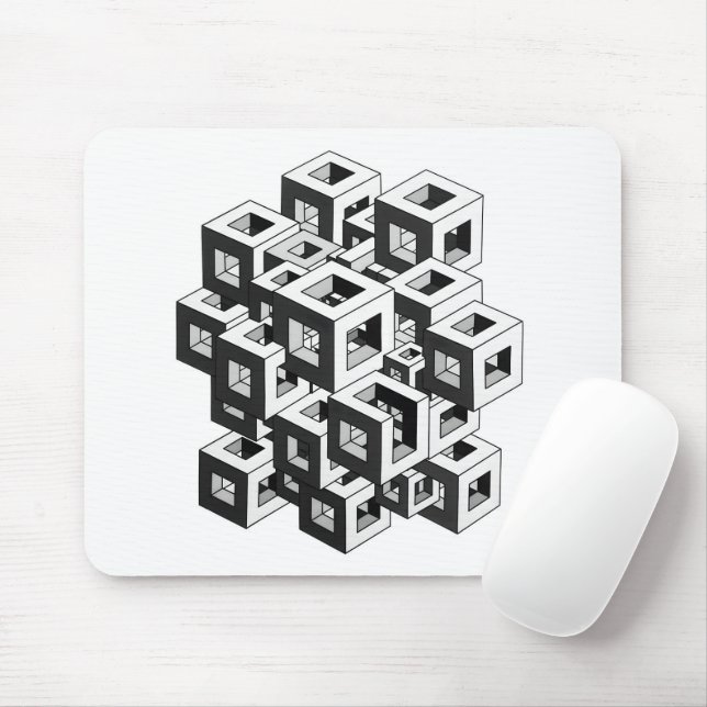 Optisk Illusion Isometriskt Kubmönster Grafik Musmatta (Med mus)