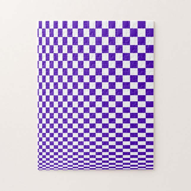 Optisk Illusion Lila och Vita Rutor Pussel (Vertikal)