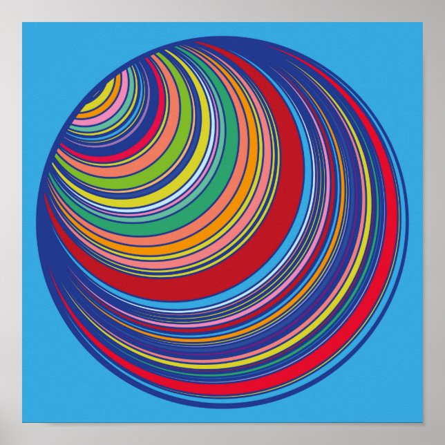 Optisk illusion med strimlade cirklar Vintage 1960 Poster (Framsidan)