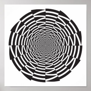 Optisk Illusion med svart och vit pil Poster