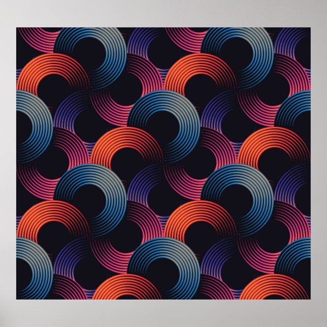 Optisk illusion: metallisk linjär ringar. poster (Framsidan)