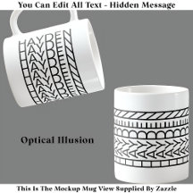 Optisk Illusion Namn Mugg 114B Modern Gömt text
