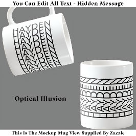 Optisk Illusion Namn Mugg 114B Modern Gömt text