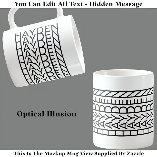Optisk Illusion Namn Mugg 114B Modern Gömt text (Skapare uppladdad)