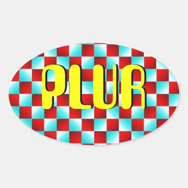 Optisk Illusion Ovalt Klistermärke (Framsida)