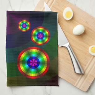 Optisk Illusion Rainbow Handduk Kökshandduk