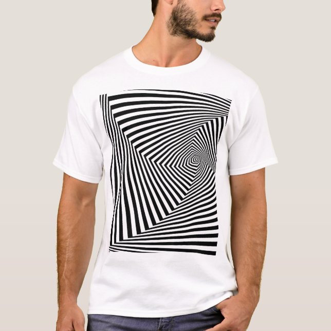 Optisk illusion: Randig geometrisk abstrakt. T Shirt (Framsida)