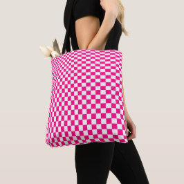 Optisk Illusion Rosa och Vita Rutor Tygkasse