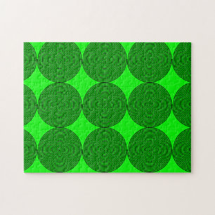 Optisk Illusion Spiral Mönster Neon Grönt Black Pussel