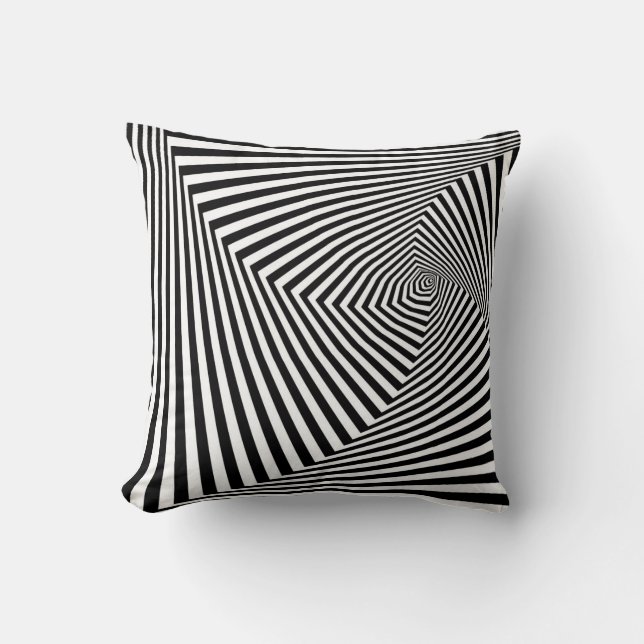 Optisk Illusion: Strimmad geometrisk Abstrakt. Kudde (Framsida)