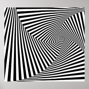Optisk Illusion: Strimmad geometrisk Abstrakt. Poster