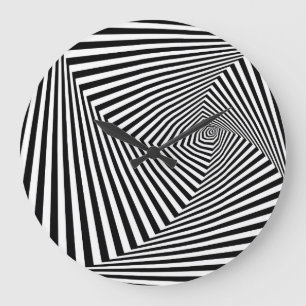 Optisk Illusion: Strimmad geometrisk Abstrakt. Stor Klocka