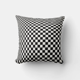 Optisk illusion svarta och vita rutor kudde