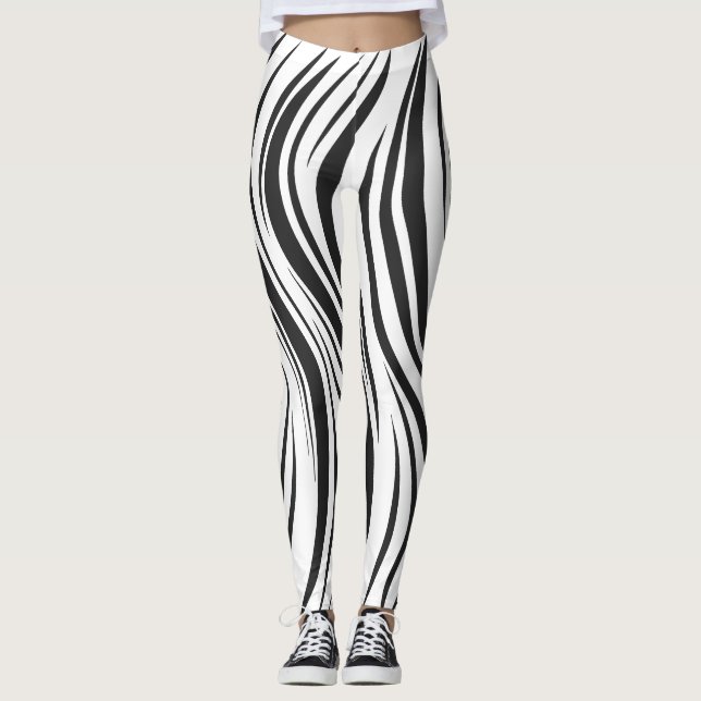 Optisk Illusion Vågigt stripe-förband Leggings (Framsida)