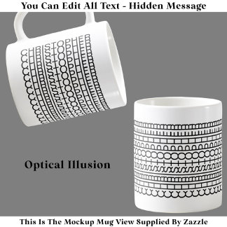 Optisk Illusions Namn Mugg 114B Rolig Dold Text