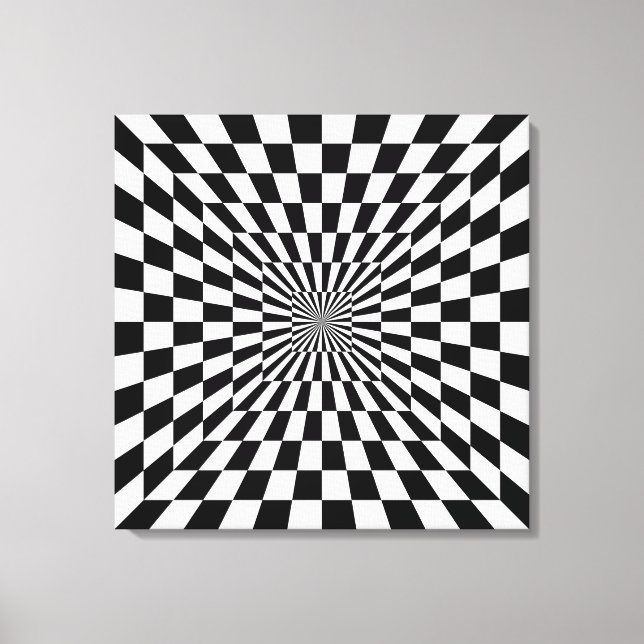 optisk illusionschackbräde canvastryck (Framsida)