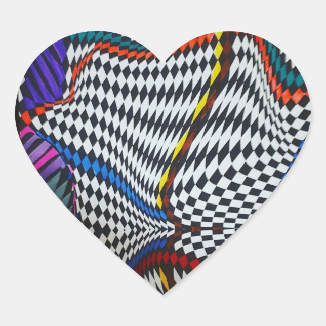 Optisk Illusionsstämpel Hjärtformat Klistermärke (Framsida)
