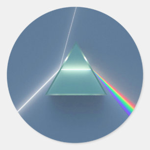 Optisk prisma som lätt bryter och reflekterar runt klistermärke