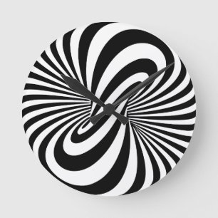 Optisk spiral för illusion 3D Rund Klocka