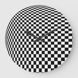 Optiska Checkers för Illusion Black and White Stor Klocka
