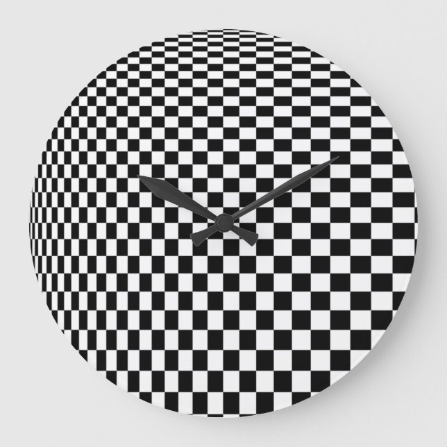 Optiska Checkers för Illusion Black and White Stor Klocka (Framsida)