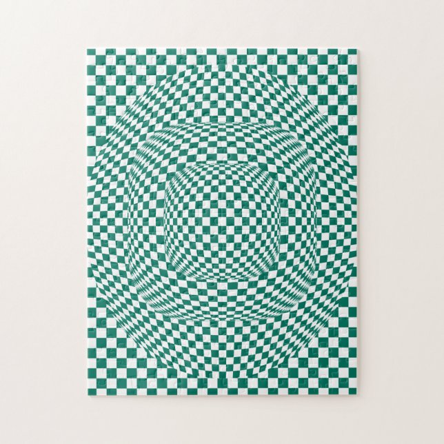 Optiska Illusioner i Aqua Grönt Pussel (Vertikal)