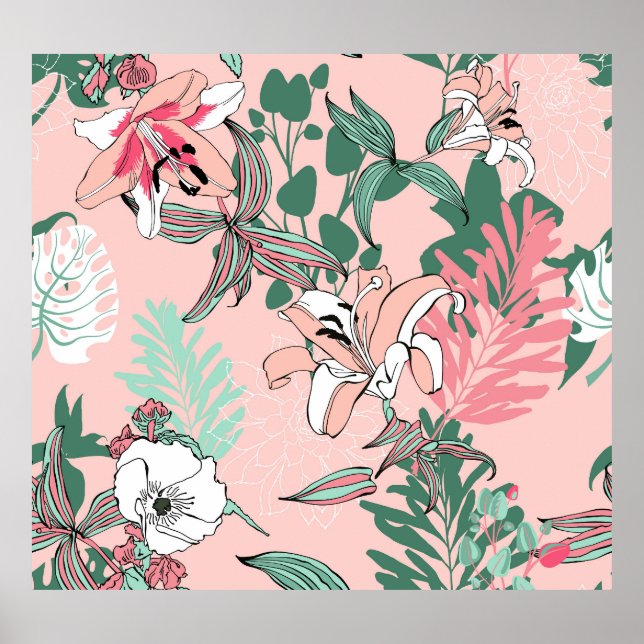 Optiska ljuskretsar: Monokrom, sömlös platta Poster (Framsidan)