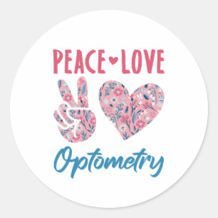 Optometri Optometry Kärlek Peace Optometrist Runt Klistermärke