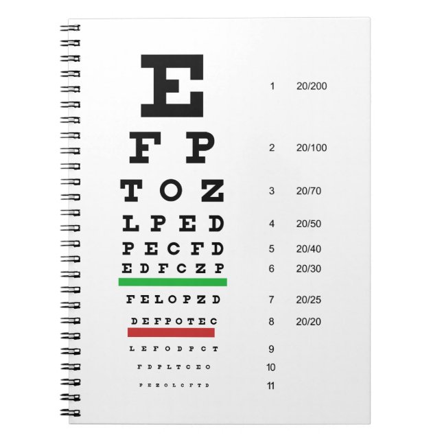 Optometri Spiral med öga-diagrammet Anteckningsbok (Framsidan)