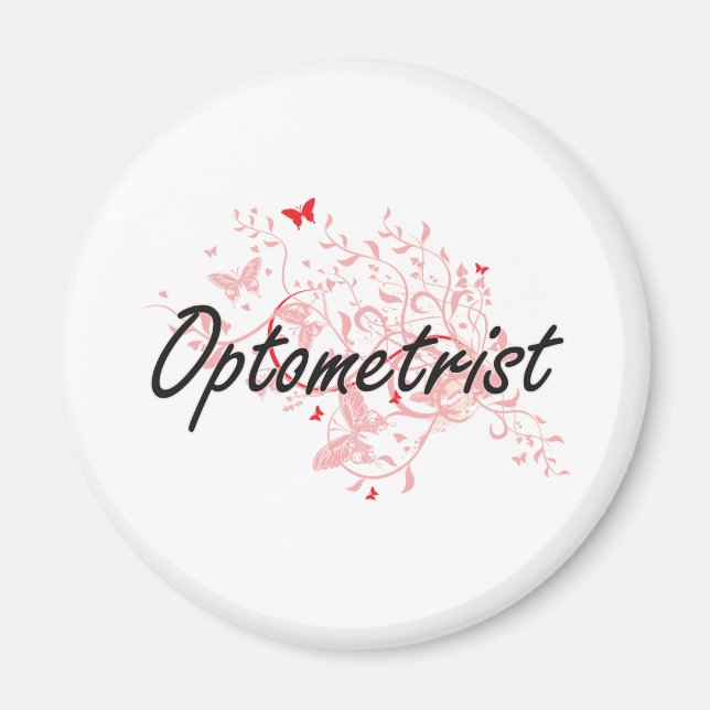 Optometrikers konstnärliga jobbdesign med fjärilar magnet (Framsidan)