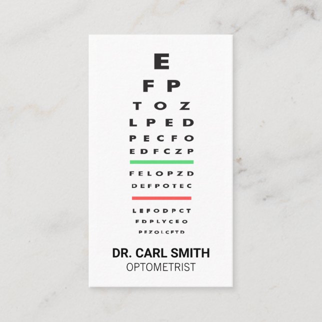 Optometrist | Doktor | Exam-diagram för öga Tidsbeställning Kort (Framsida)