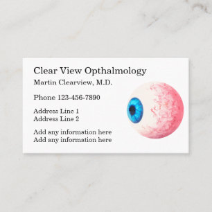 Optometrist eller Oftalmolog Möte verksamhet Visitkort