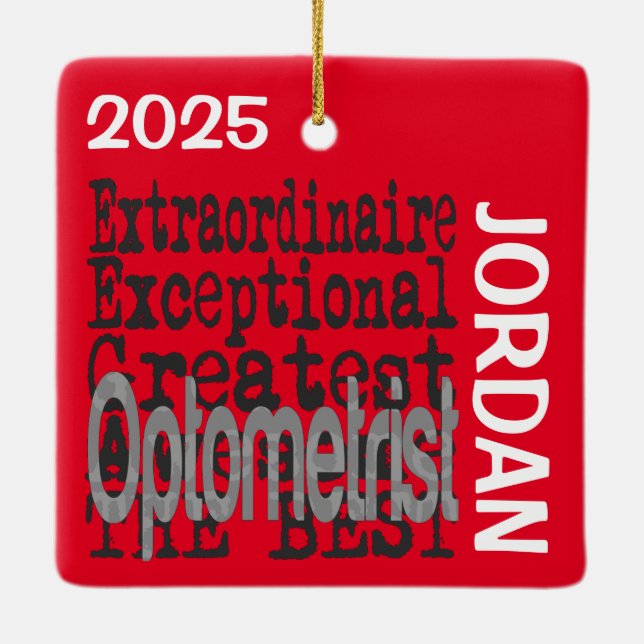 Optometrist Extraordinaire-ANPASSNINGSBAR Julgransprydnad Keramik (Baksida)