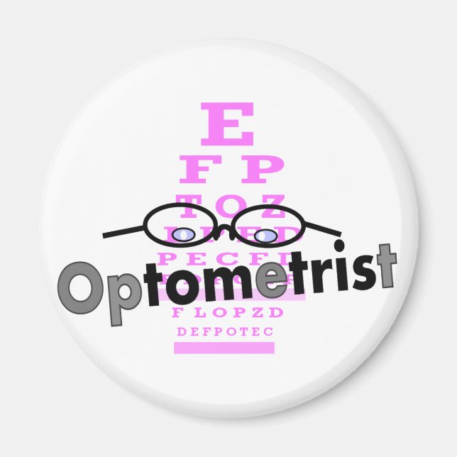 Optometrist Gifts, Eyeglasses and Eyechart Design Magnet (Framsidan)