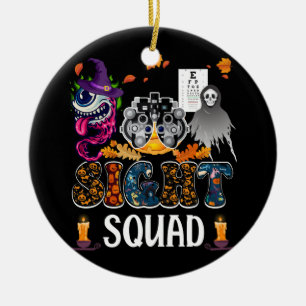 Optometrist Halloween Sight Squad Witch Pumpkin Op Julgransprydnad Keramik