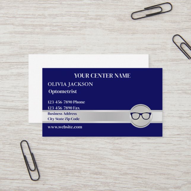 Optometrist Modern Eyewear Doctor Vision Care  Visitkort (Fram/Back In Situ)